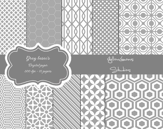 INSTANT DOWNLOAD- Basic geometric grey gray pattern scrapbooking background