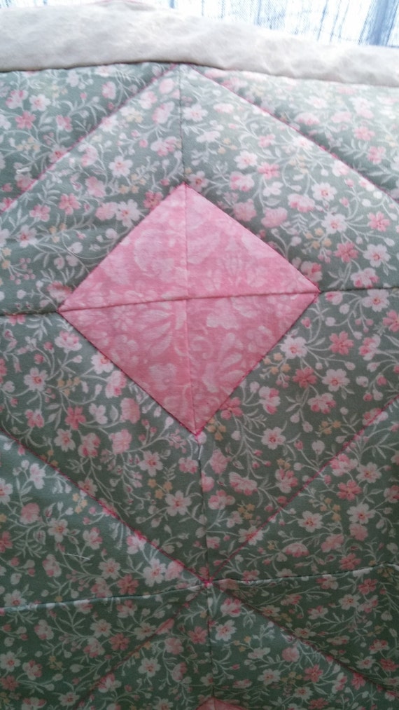 Adorable Handmade Stroller/Crib quilt pink/green and yellow