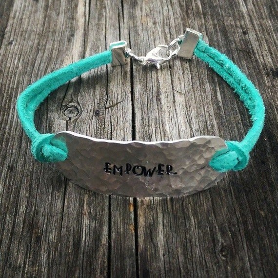 Hand Stamped Jewelry Textured Leather Bracelet CUSTOM date
