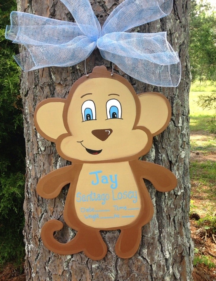 Monkey door hangerHospital door hanger Its a Boy Baby