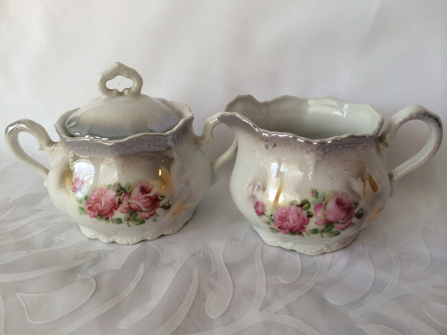 Leuchtenburg Germany 30s sugar and creamer Vintage German