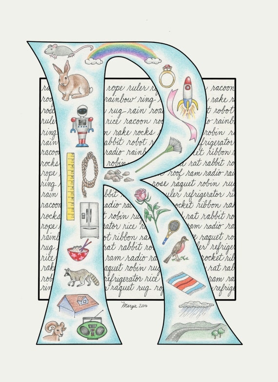 Items similar to Illuminated letter "R" print, 8x10" on Etsy