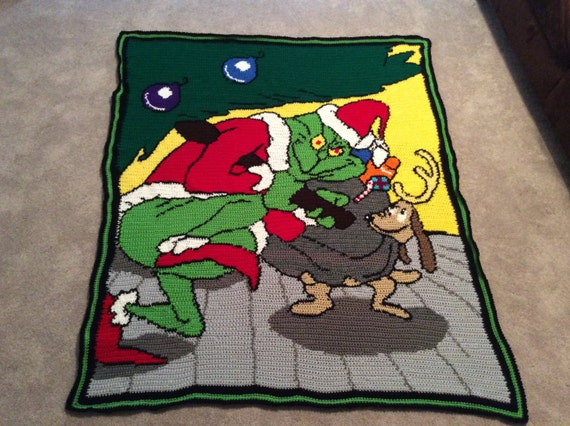 Items similar to Crochet How the Grinch Stole Christmas Afghan on Etsy