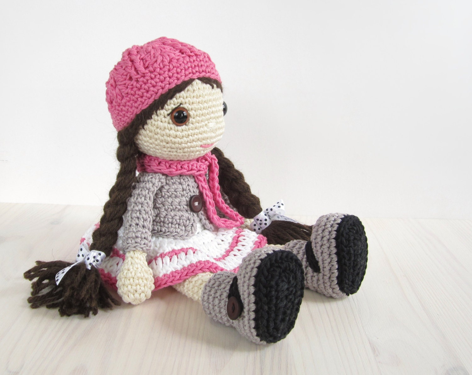 PATTERN: Doll Girl in a dress jacket boots and hat