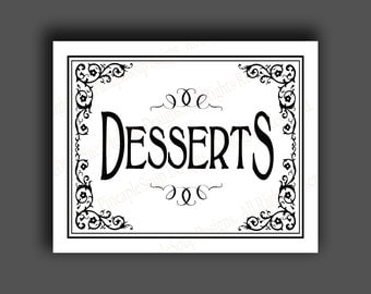 SWEETS Printable Wedding Dessert bar sign 5x7 8x10 or 11