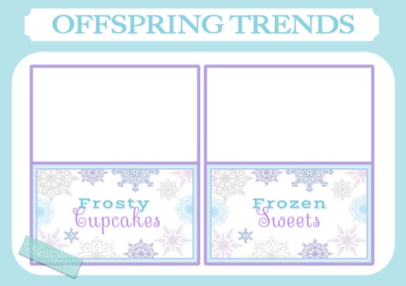 items similar to frozen printable birthday food tent labels custom food