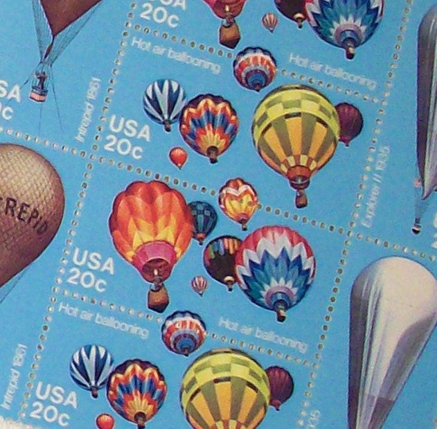 Hot Air Balloons Vintage Postage Stamps 25 pieces 20 cents