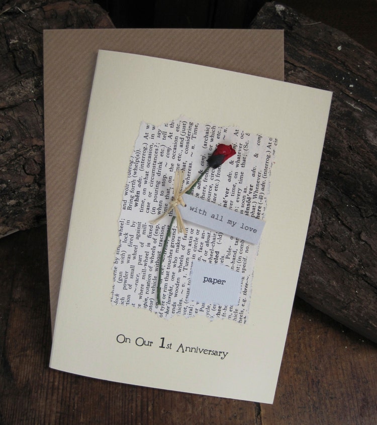 Romantic 1st Anniversary Card PAPER First Wedding by ArtBySeezal