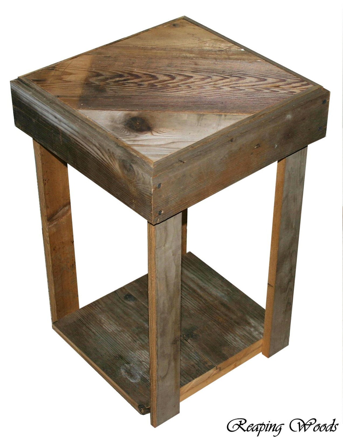 Reclaimed Antique Barn Wood Rustic End Table Book by ReapingWoods