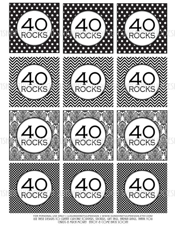 40th-birthday-black-and-white-printable-diy-cupcake-toppers-sticker