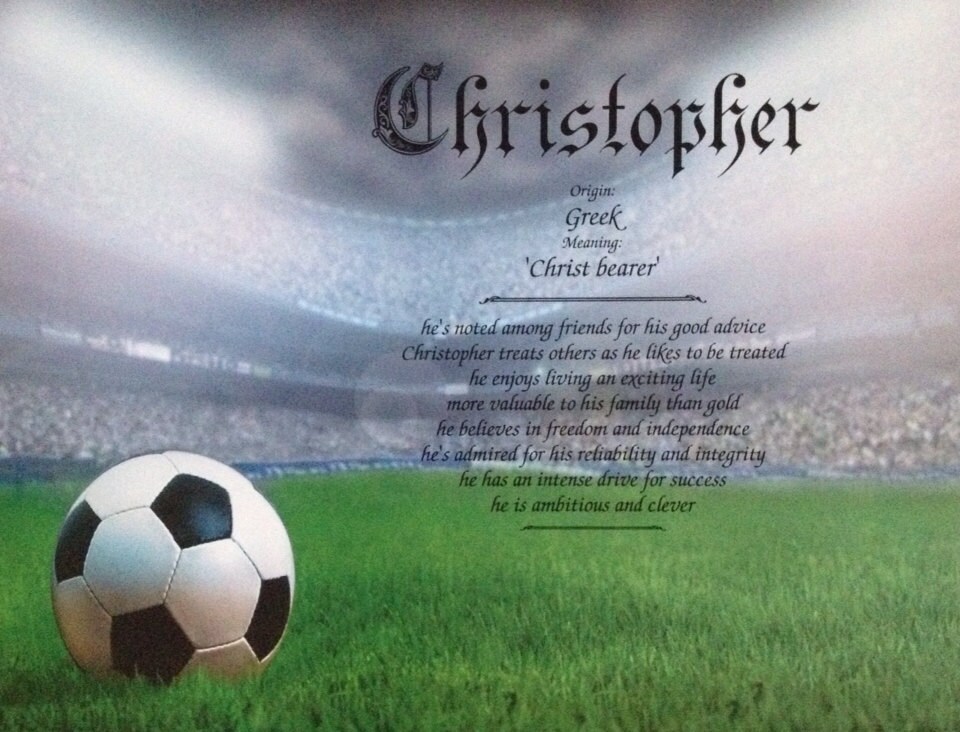 soccer gift idea personalized print for boy or girl first name soccer gift idea personalized print for boy or girl first name