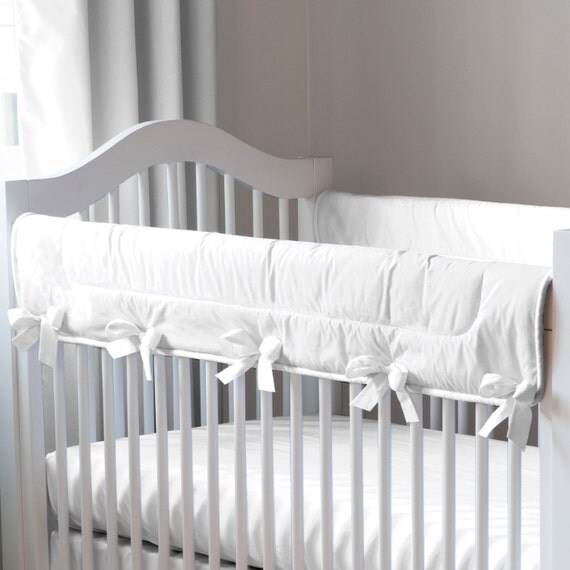 Neutral Baby Crib Bedding  Girl Baby Bedding  Boy Crib Bedding Solid White Crib Rail Cover by Carousel Designs