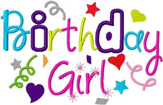 Birthday Girl Embroidery Design Birthday Girl Applique