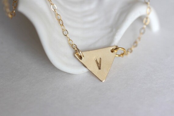 inital triangle gold necklace
