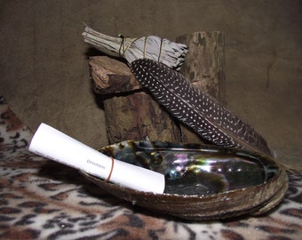 Sage Smudge Kit back to basics kit with white sage, feather and abalone shell Free Shipping