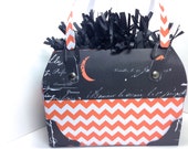 Gift Bag Designer purse style Halloween styled orange chevron and black print 6x4