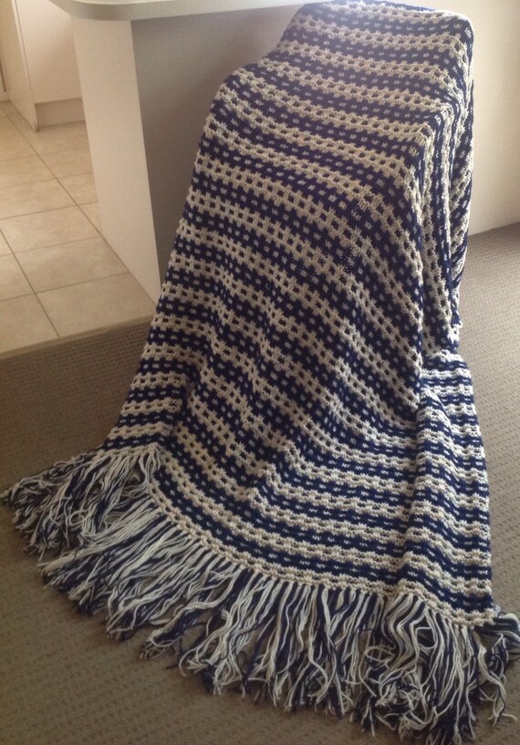 Handmade Knitted Fringed Blanket