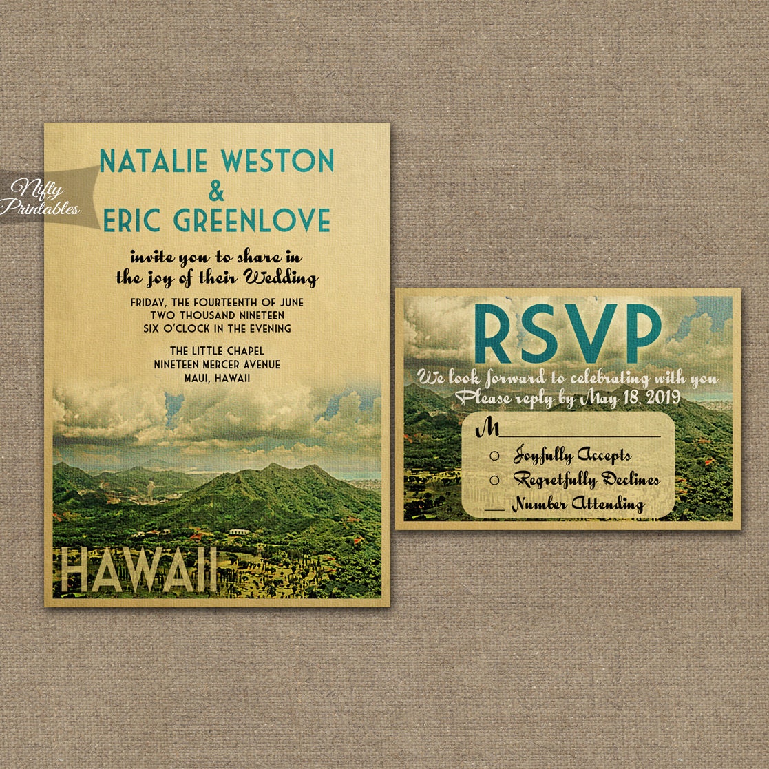 Custom hawaiian wedding invitations