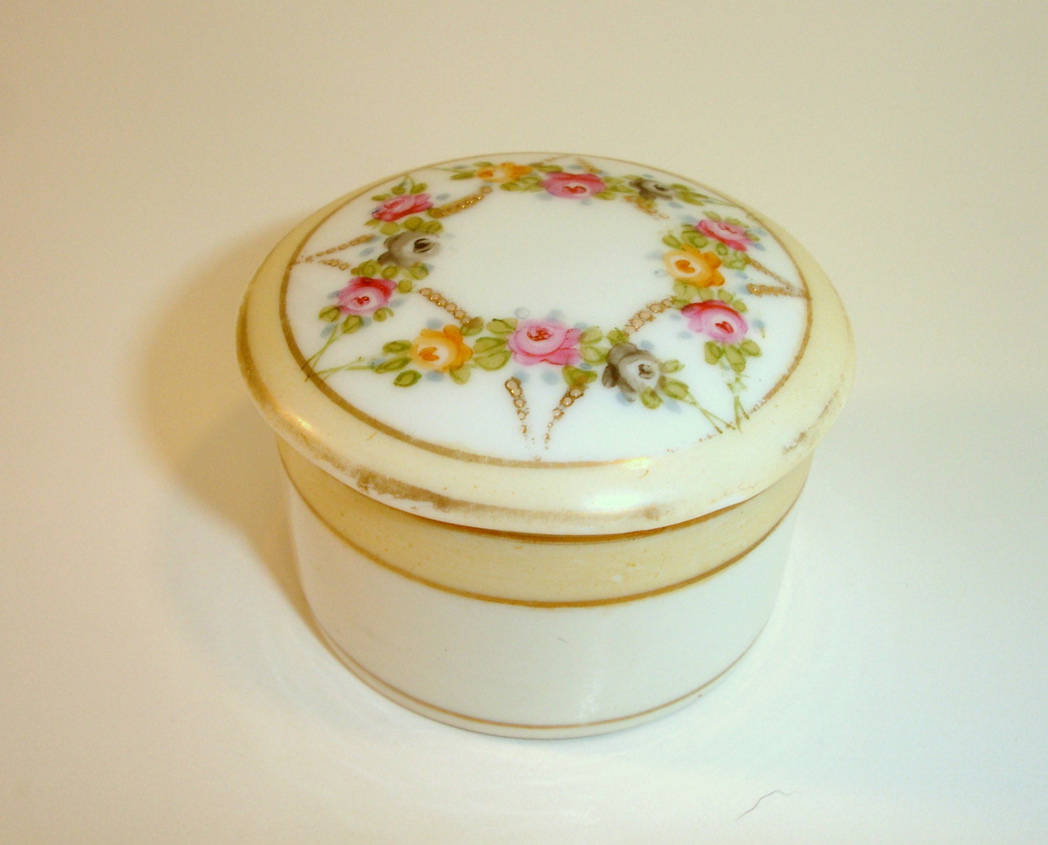 Vintage Porcelain Trinket Box Noritake Morimura Nippon, Hand Painted