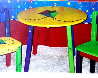 Children's solid wood table with FOUR chairs