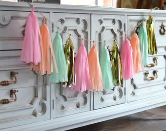 Customizable Tissue Paper Tassel Garland 6 Feet // party // weddings // nursery // bedroom // store // photography decorations