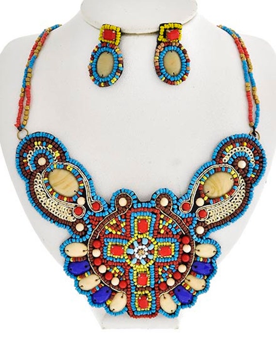 Beaded Bib Necklace by DazMeAccessories on Etsy