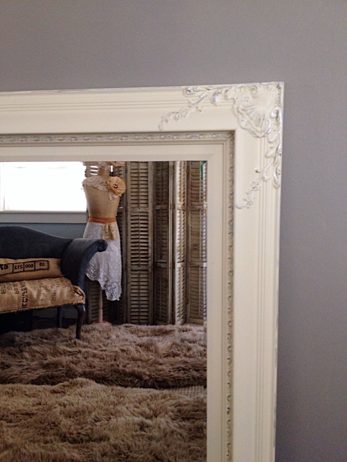 Large Baroque Wall Mirror For Sale Antique White by ...
