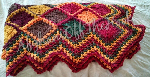 Hand Crafted Colorful Diamonds Afghan Throw Blanket