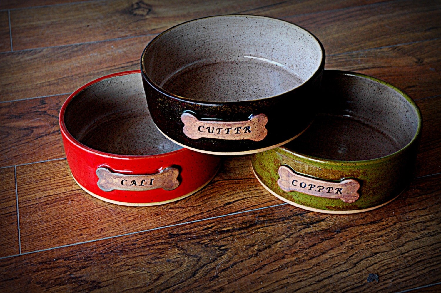 Large Handmade Custom Personalized Pottery Dog Dish