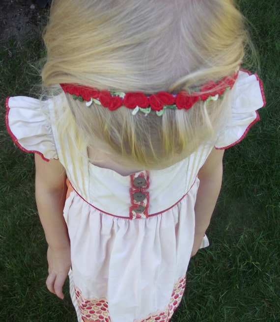 Items similar to m2m Apple Headband or Clip Red Apple embroidered