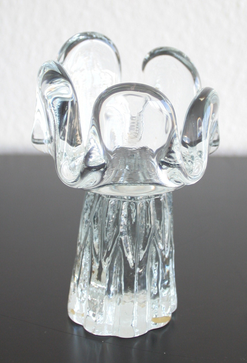 KOSTA BODA Large Glass Crystal Candle Holder SUNFLOWER Ann