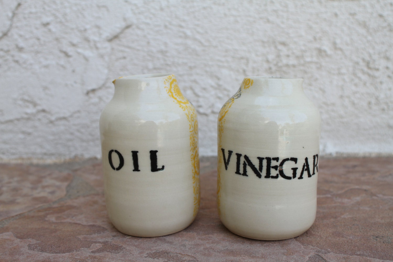 Oil and Vinegar Bottles set handmade clay by ManuelaMarinoCeramic