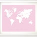Pink world map printable 20x16 10x8 Pink nursery