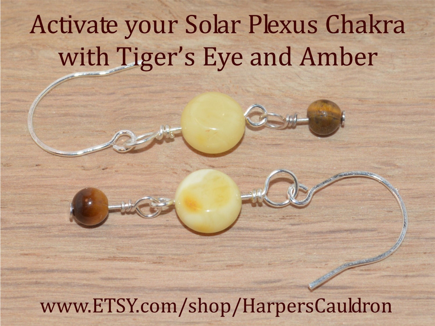 Yellow Amber & Tiger's Eye Earrings on by HarpersCauldron on Etsy