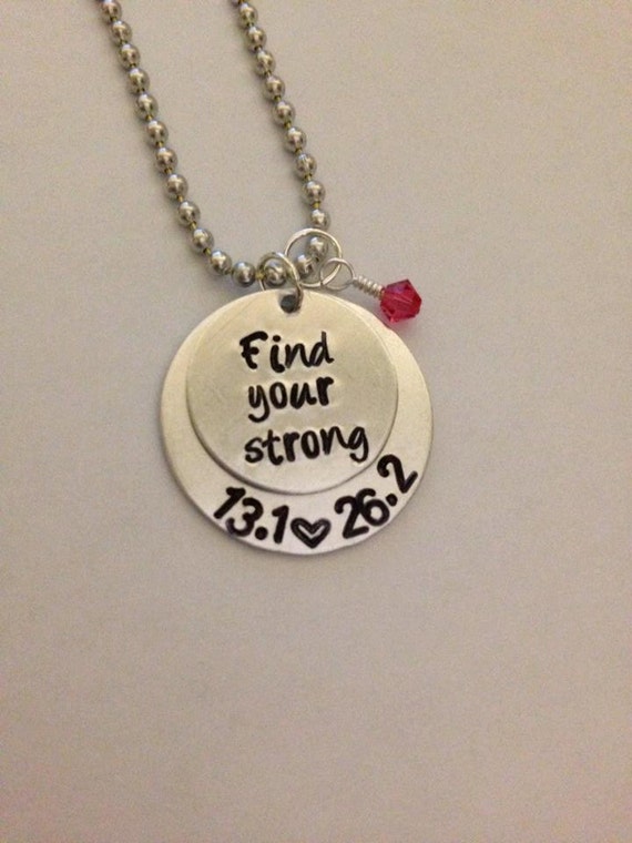 Items similar to Find Your Strong Necklace, Marathon Jewelry, Custom