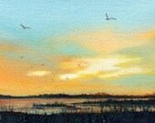 ORIGINAL WATERCOLOR - "Sanctuary" - Painting by Linda Henry - Miniature Watercolor - 5"x7" - Ready to Frame - Free Mat (#210) ORIGINAL WATERCOLOR - "Sanctuary" - Painting by Linda Henry - Miniature Watercolor - 5"x7" - Ready to Frame - Free Mat (#210)