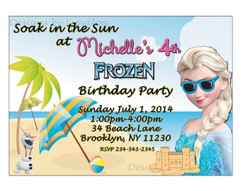 Summer Frozen Invitation - Frozen Invitation - Disney Frozen Invitation 