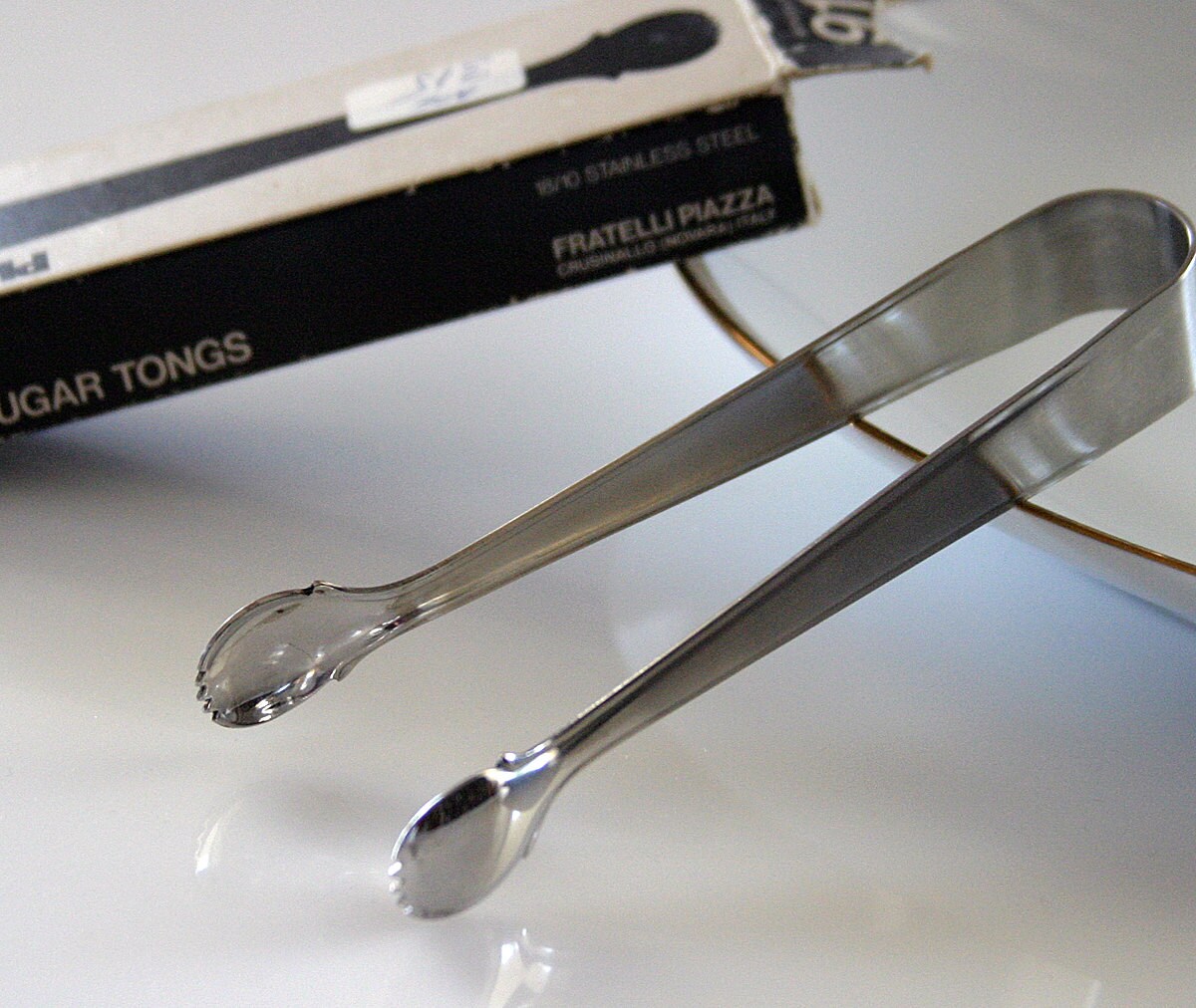 Vintage sugar cubes tongs, 1960’s italian stainless steel sugar tongs