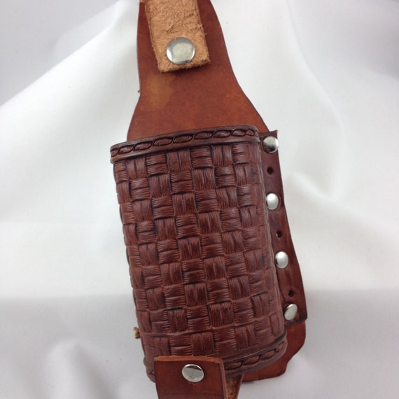 Leather Beer Bottle Holster with Belt Loop by ClarkLeatherKreation