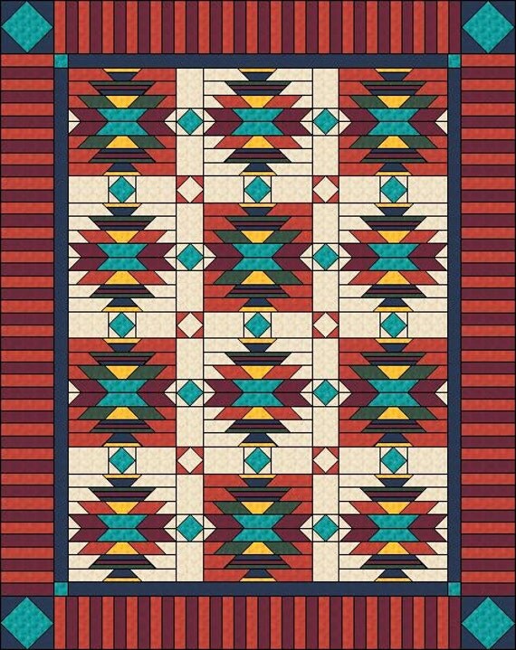quilt a assembling quilt  / size  Pattern Native American  Indian Full/Twin Quilt