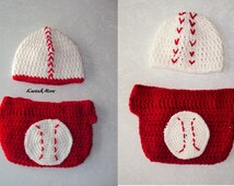 Costume Bébé Baseball Crocheté Main - Taille Newborn, Blanc, Accessoire Photo
