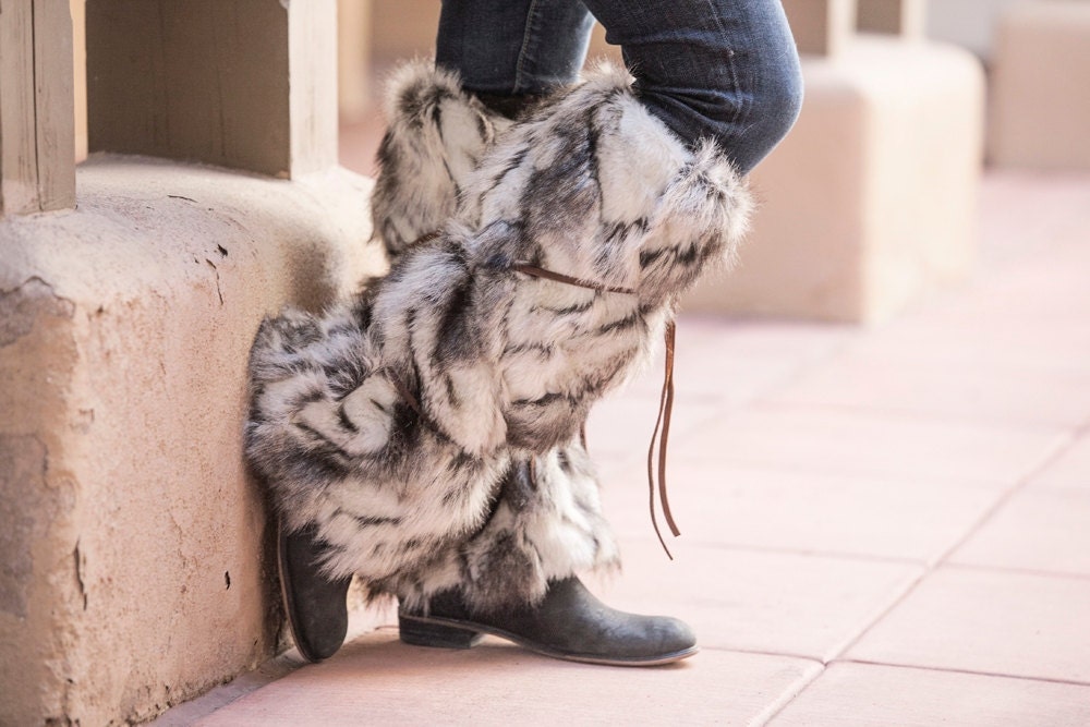Black & White Faux Fur Boot Covers by CrystalRoseFashions on Etsy