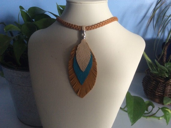 Leather Feather necklace