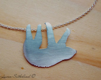 Two ( or Three) Toed Sloth Sterling Silver Necklace