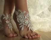 Free ship ivory silver cord wedding barefoot sandles wedding prom party steampunk bangle beach anklets bangles bridal bride bridesmaid