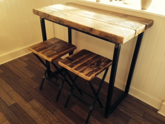 Industrial Mill Reclaimed Wood Breakfast Bar with Two Stools