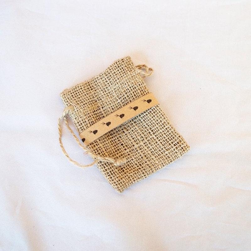 Small Burlap Bag Natural Drawstring Bag by TumbleweedOutpost