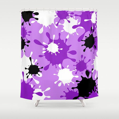 Items similar to Purple Paint Splatter Shower Curtain, Unique Bathroom