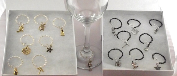Summertime Beach Wine Charms with Swarovski Crystal Pearls