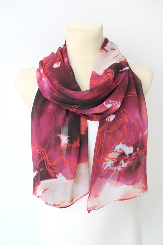 Chic Shawl Boho Burgundy Wrap Shawl Festival Women Scarf Printed Boho Scarf Fashion Accessories Gift for Her Mothers Day Gift for Women copy